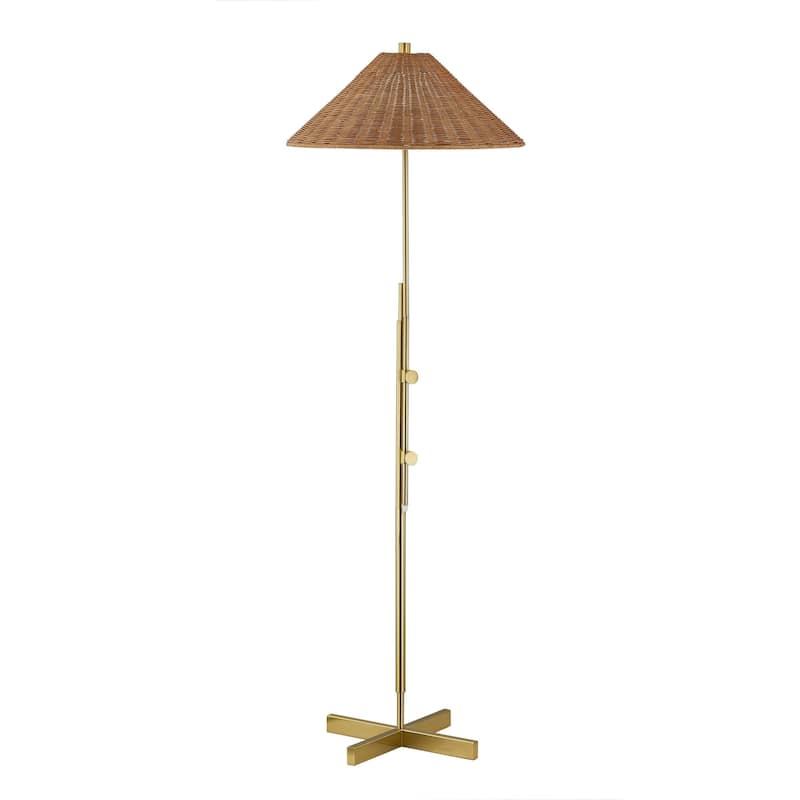 Lancaster 63" Floor Lamp with Rattan Shade, Gold