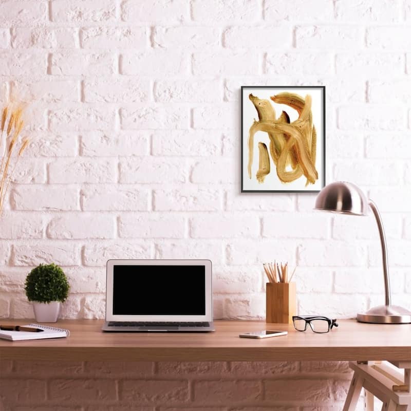 Stupell Abstract Brush Stroke Brown Paint Details Framed Wall Art