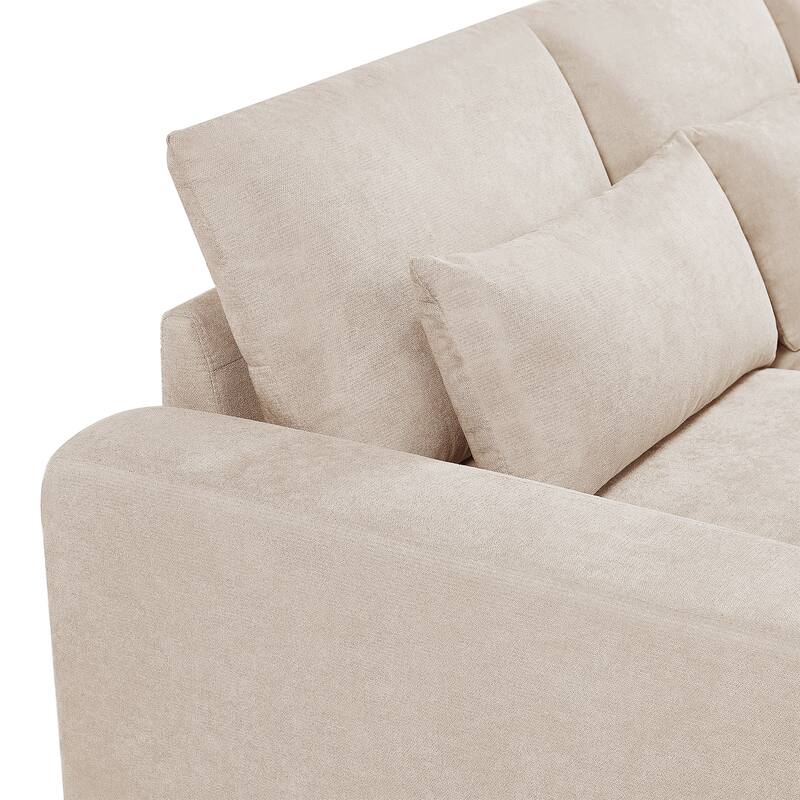 Modern Convertible Large L-shaped Feather Filled Sectional Sofa with Reversible Chaise - 129.9"W x 72"D x 31.5"H