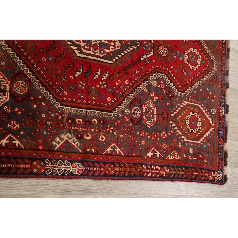 Geometric Shiraz Persian Traditional Area Rug Handmade Wool Carpet - 3'11" x 5'3"