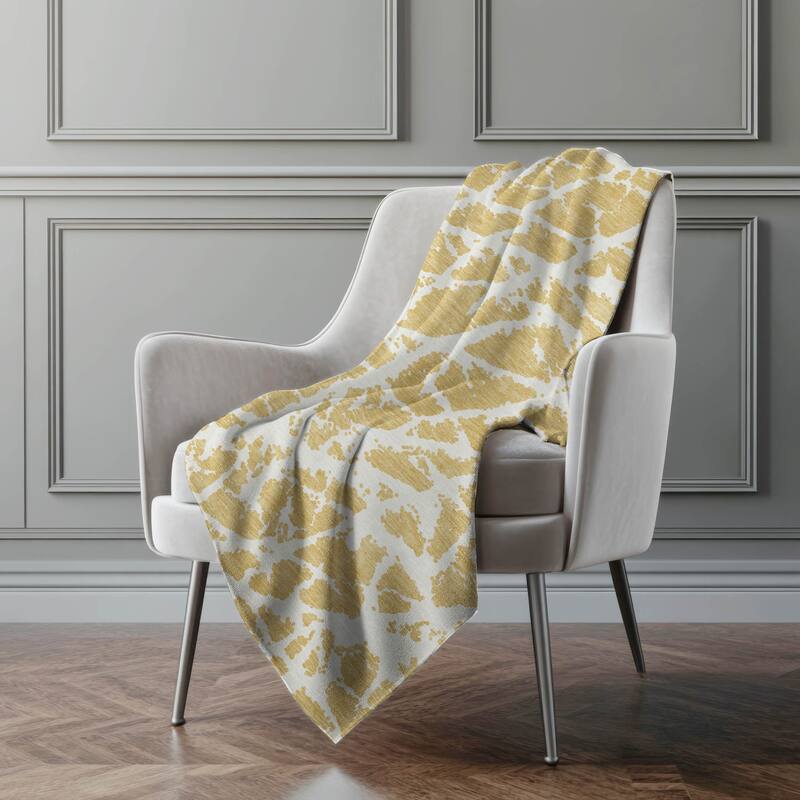 Premium Machine Washable Sherpa Casual Contemporary Throw Blanket - Gold - 4'2" x 5'10"