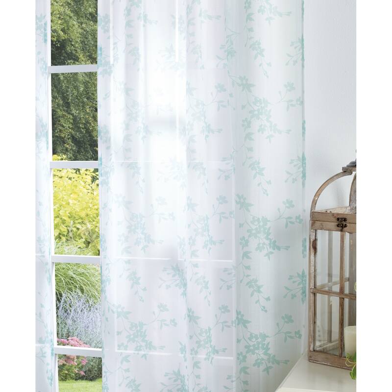 Martha Stewart Bellefield Floral Sheer Rod Pocket Curtain Panel Pair