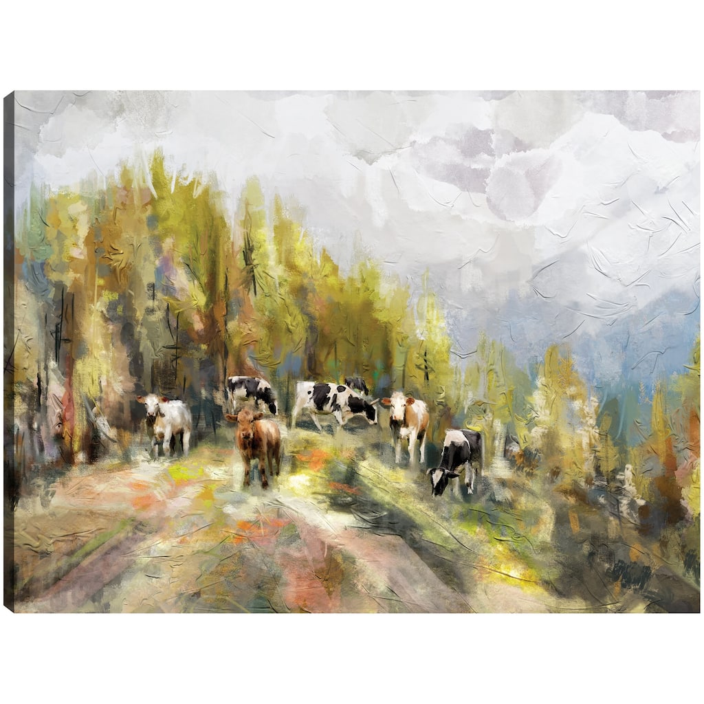 Hazy Grazing By Studio Arts Canvas Art Print