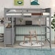 preview thumbnail 21 of 28, Full Size Loft Bed with Drawers and Desk, Wooden Loft Bed with Shelves - White Gray