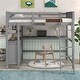 preview thumbnail 31 of 43, Full Size Loft Bed with Drawers and Writing Desk, Wooden Storage Bed with Shelves, Safety Guardrails and Ladder Grey - Full