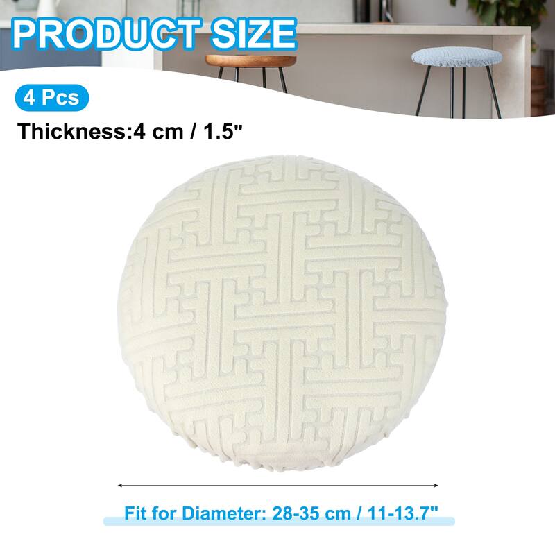 4 Pcs Bar Stool Cover Elastic Bar Stool Seat Covers for 11"-14" Chairs - Beige