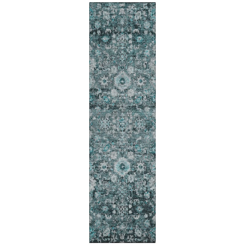 Machine Washable Indoor/ Outdoor Chantille Traditional Vintage Floral Rug