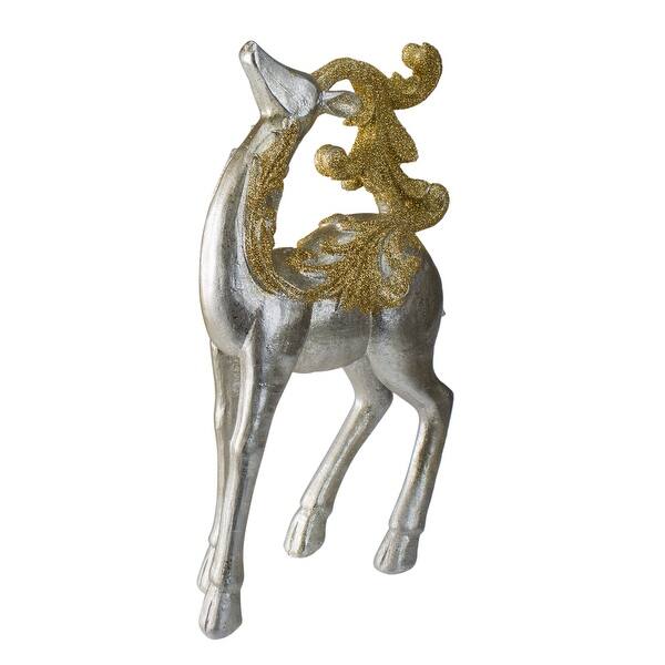 19 25 Silver And Gold Glitter Christmas Tabletop Reindeer Figure Overstock 29297799