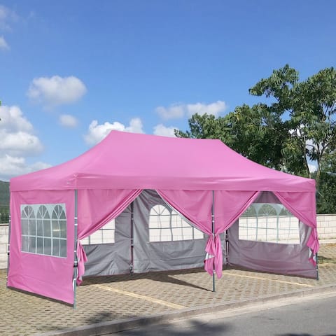 GDY 10x20 Ft Pop up Canopy Tent, Party Heavy Duty Instant Gazebo With 4 Removable Side Walls