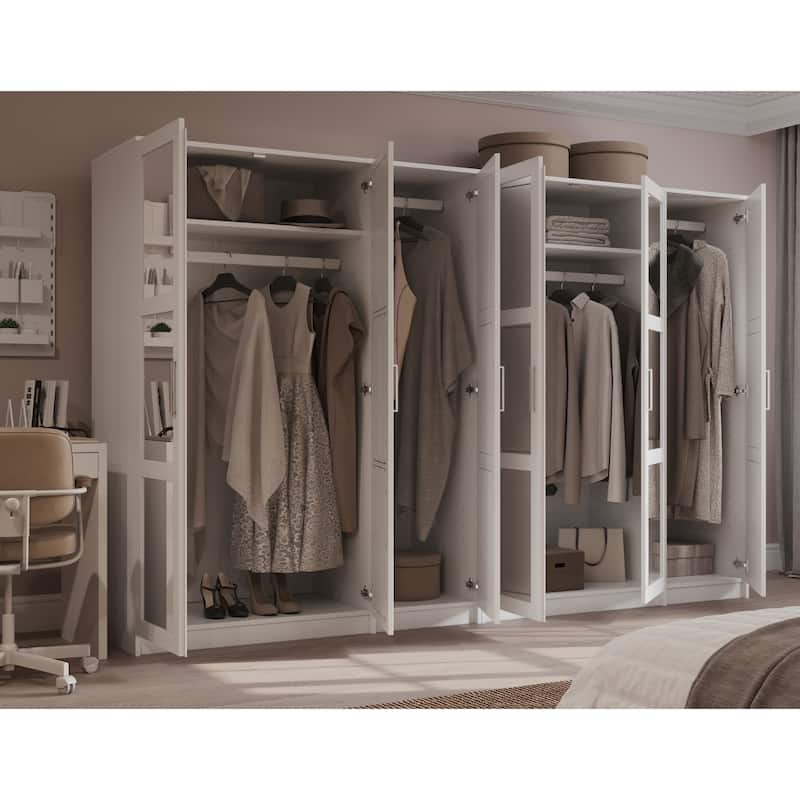 Palace Imports 100% Solid Wood Urban 6-Door Wardrobe with Solid and Mirrored Doors