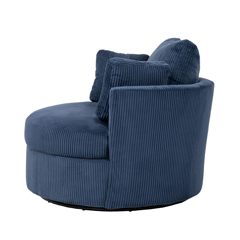 Indoor Corduroy Swivel Chair with Pillows