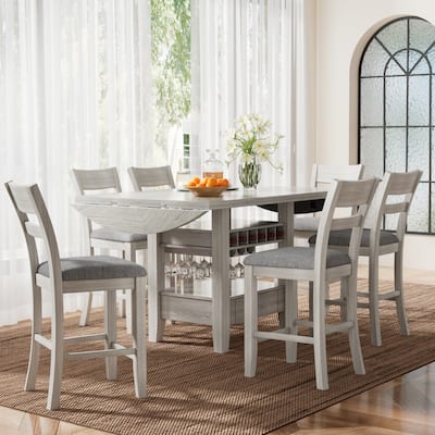 3/5/7 Piece Dining Table Set Drop Leaf Kitchen Table and Chairs Set Counter Height Kitchen Island Table Set with Storage