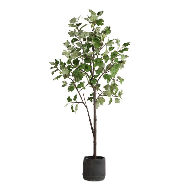 Uttermost 60246 Eden 108" Tall Fig Tree Artificial Plant in a Concrete - Green / Characoal - Green / Characoal