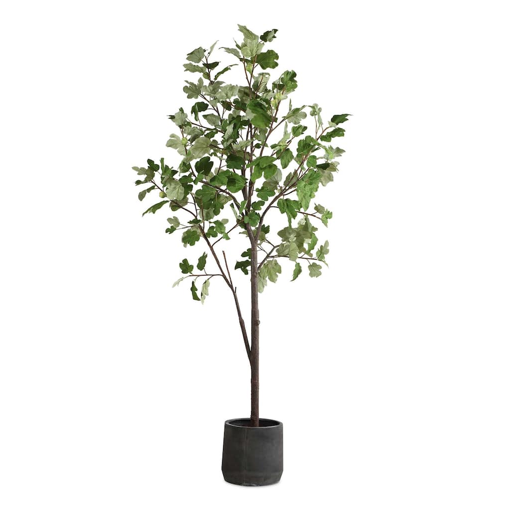 Uttermost 60246 Eden 108" Tall Fig Tree Artificial Plant in a Concrete - Green / Characoal