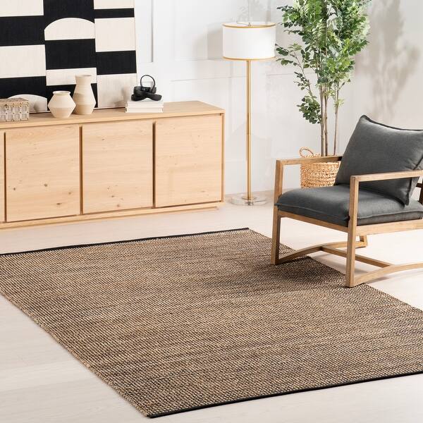 slide 2 of 20, Home Conservatory Gravel Handwoven Jute Area Rug 2'6" x 8' Runner - Black - Runner