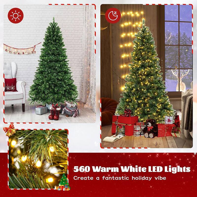 Gymax 6 FT Pre-Lit PVC Christmas Tree & Storage Bag w/ Warm White LED