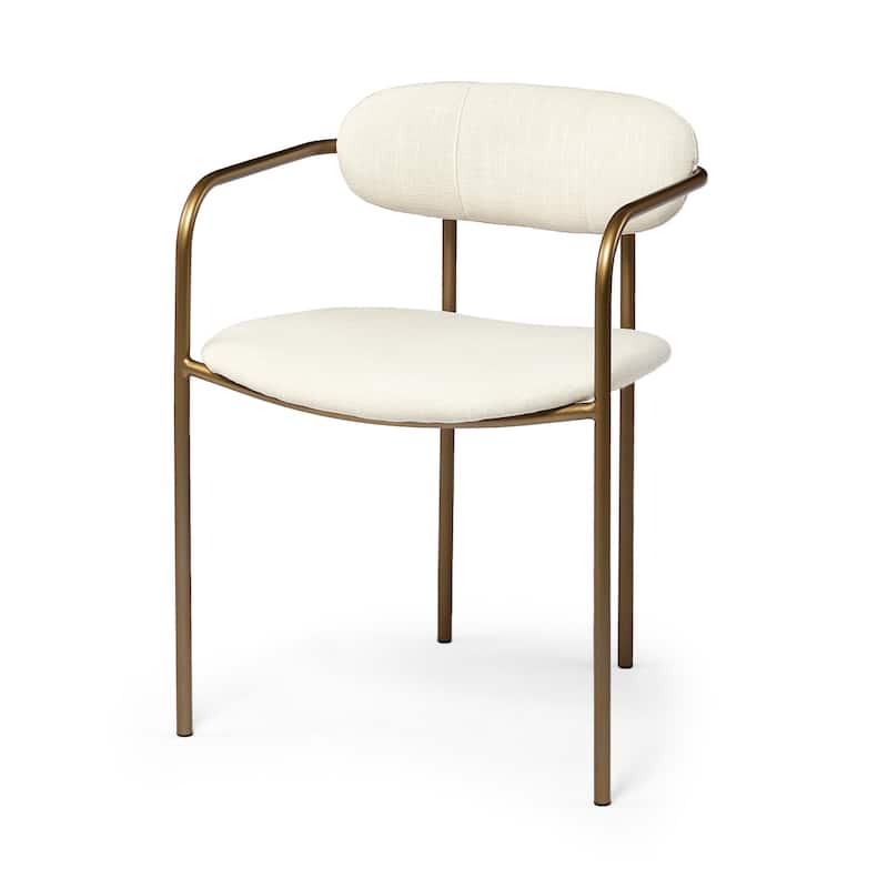 Parker I Cream Fabric Seat Gold Metal Frame Dining Chair - 22"W x 21"D x 29"H - 22"W x 21"D x 29"H - Single - Cream