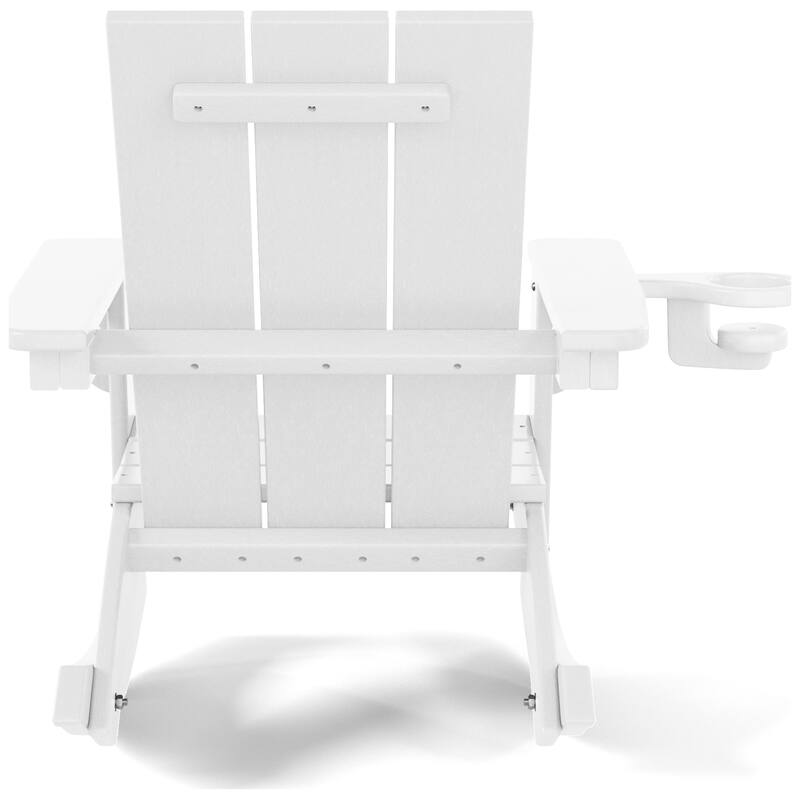 Shoreside Kids Outdoor Poly Adirondack Rocking Chair with Cup Holder (Set of 2)