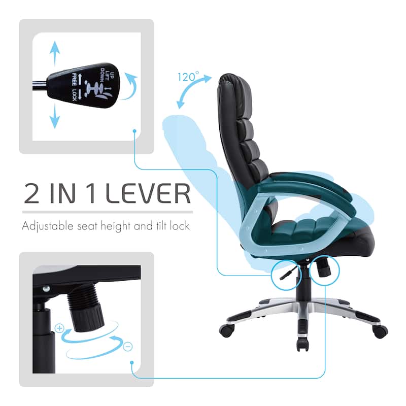 Porthos Home Neils Executive Office Chair, PU Leather, Roller Wheels