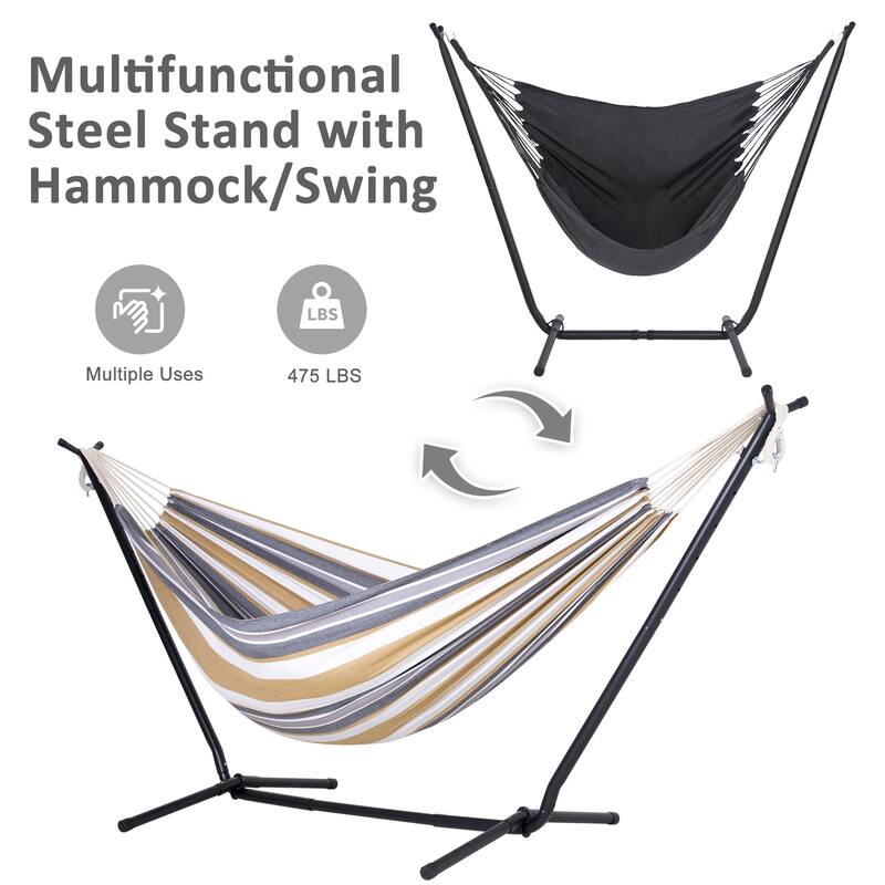 10.7 ft. 2-Person Brazilian-Style hammock with Stand - Convertible
