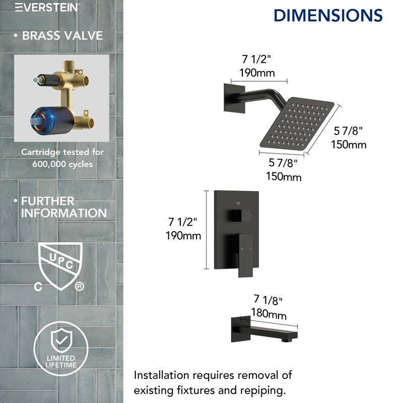 Wall Mounted Shower System Bathtub Facuet Set, Tub And Shower Trim Kit