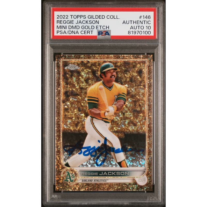 Reggie Jackson 2022 Topps Chrome Gold Signed Card #146 Auto Graded PSA 10 8/50 - 8'6" x 11'6"