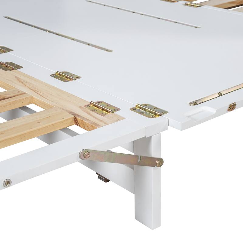 Queen Size Murphy Bed Wall Bed with Iron Legs, Modern Small Room Foldable Bed, Wooden Wall Bed Frame for Home Office