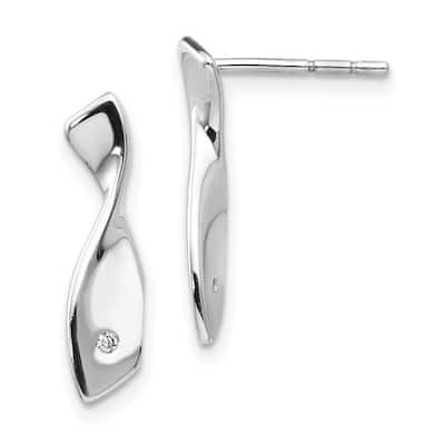 Curata 925 Sterling Silver Polished Post Earrings White Ice .02ct. Diamond Earrings - 20x6mm Wide