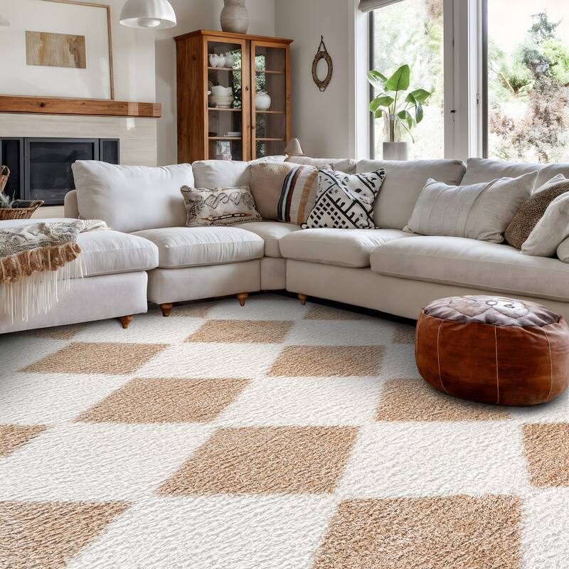Diamond Wave Shag Rug - Cozy Feel for Living Room, Bedroom, or Entryway - Anthracite Dark Gray - Medium Pile