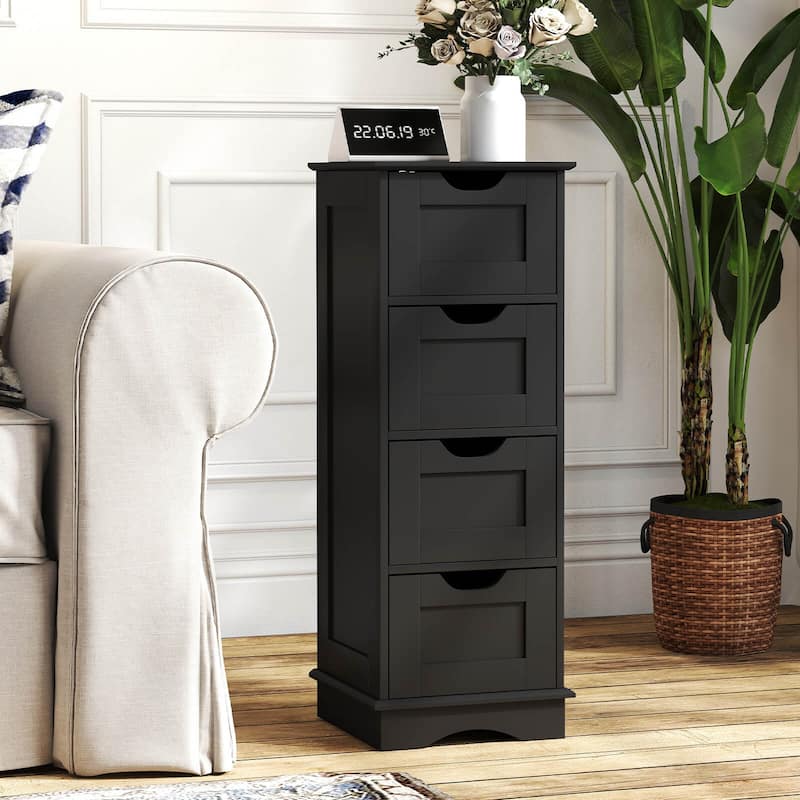 Costway Bathroom Storage Cabinet with 4 Drawers Cut-out Handles - See Details