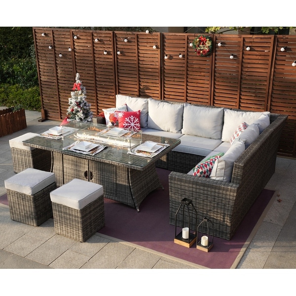 L shaped rattan best sale furniture