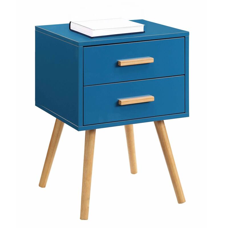 Medieval End Table 2 Drawer - Blue Accent Table, Living Room Side Table, Versatile Storage, Easy Assembly - 23.75