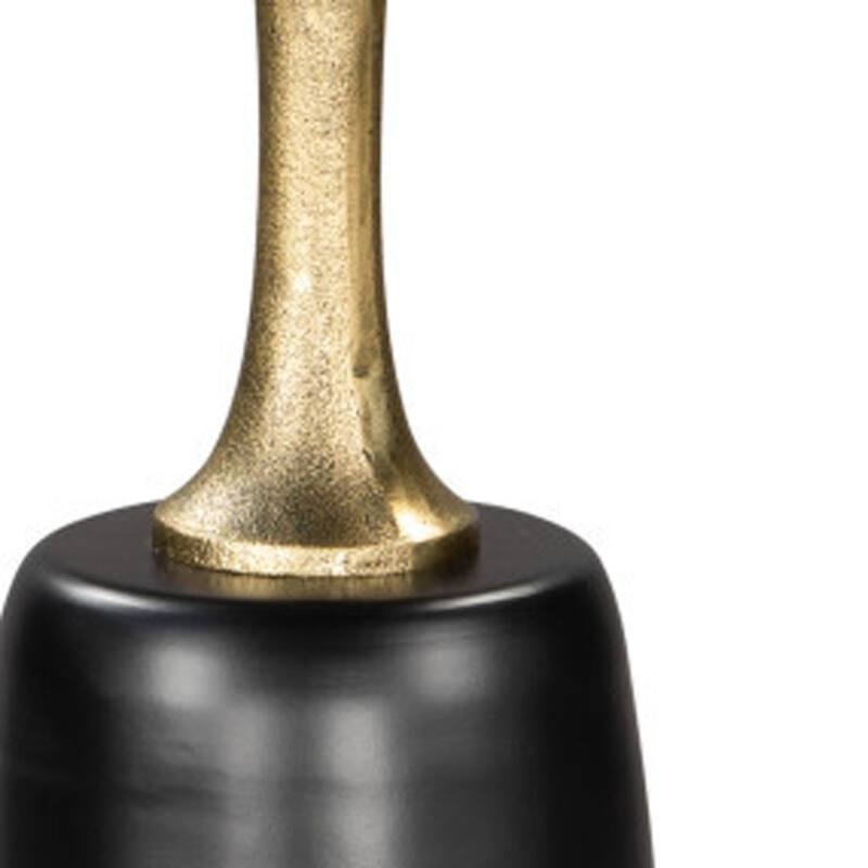 HomeRoots 26" Gold and Black Aluminum and Iron Round Pedestal End Table
