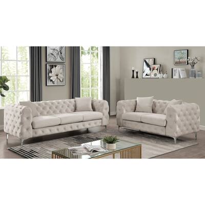 Furniture of America Carysford Contemporary Tufted 2-Piece Sofa Set