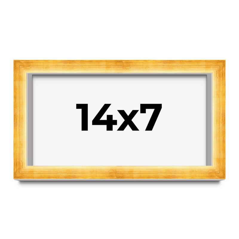 14x7 Shadow Box Frame Gold | 1.625 Inches Deep Real Wood Traditional