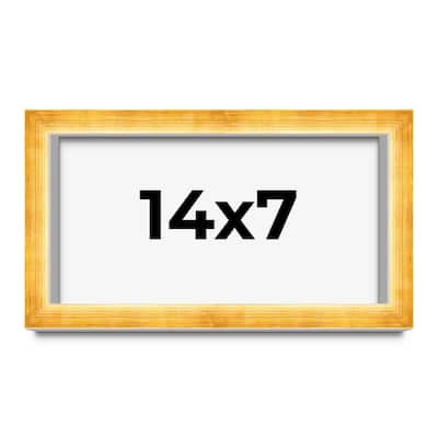 14x7 Shadow Box Frame Gold | 1.625 Inches Deep Real Wood Traditional