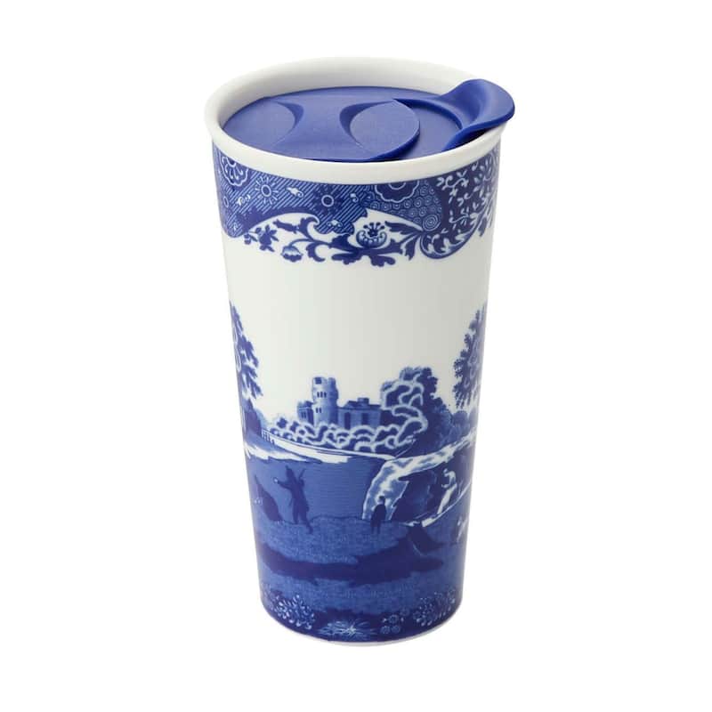 Spode Blue Italian Travel Mug 12 Ounce - Blue & White