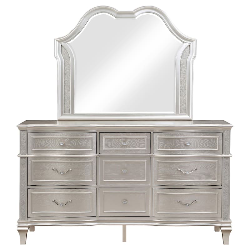 Evangeline Modern Classic Wood 9-drawer Bedroom Dresser Silver Oak