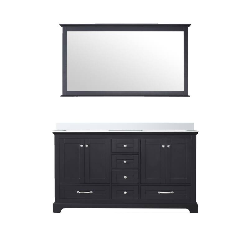 Dukes 60 in. W x 22 in. D White Double Bath Vanity, Cultured Marble Top, and 58 in. Mirror