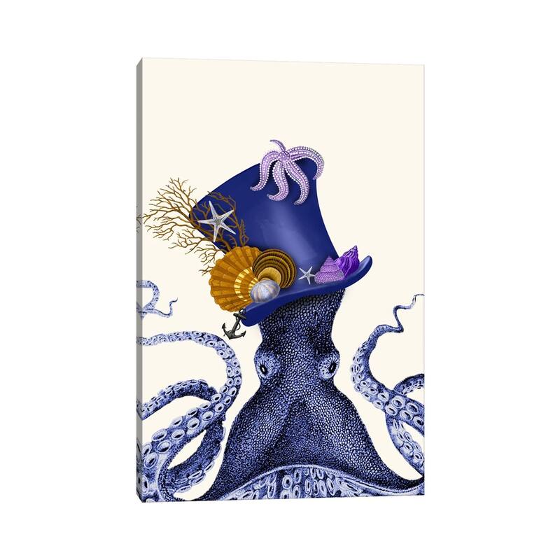 iCanvas "Octopus Nautical Hat" by Fab Funky Canvas Print