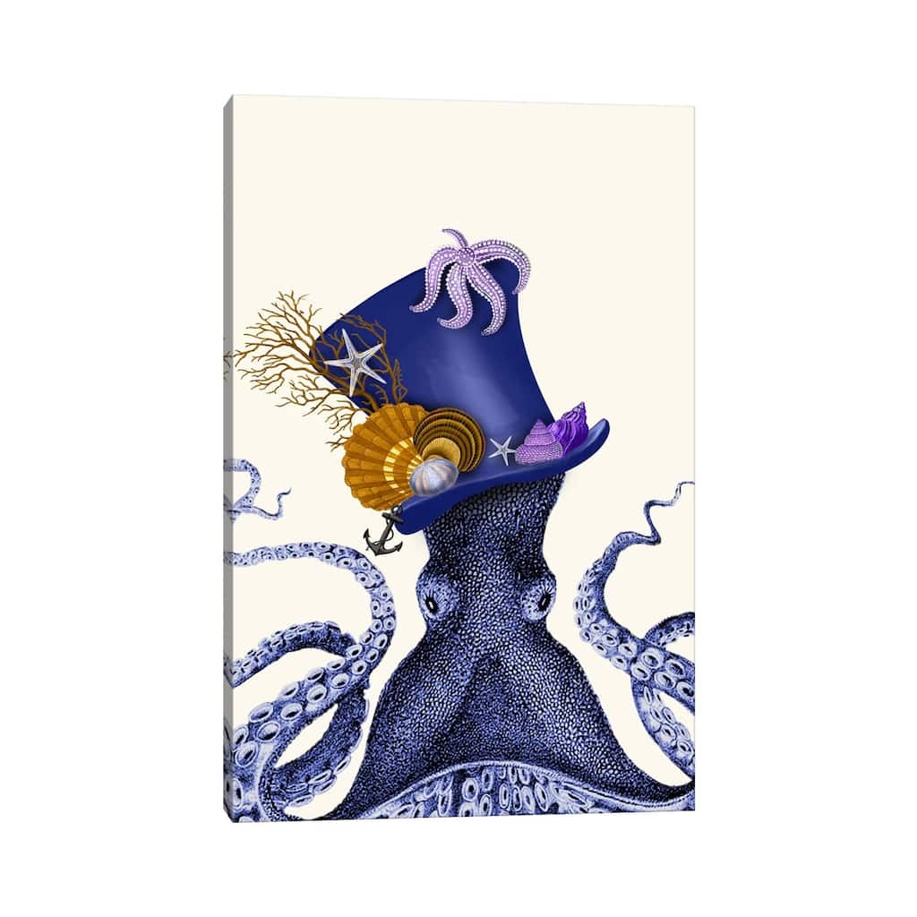 iCanvas "Octopus Nautical Hat" by Fab Funky Canvas Print