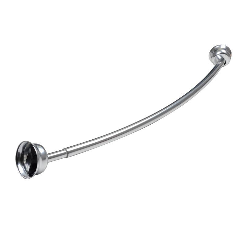 Utopia Alley Rustproof Wall Mounted Single Curved Shower Rod, Aluminum, adjustable from 45" to 72" Wide, Chrome
