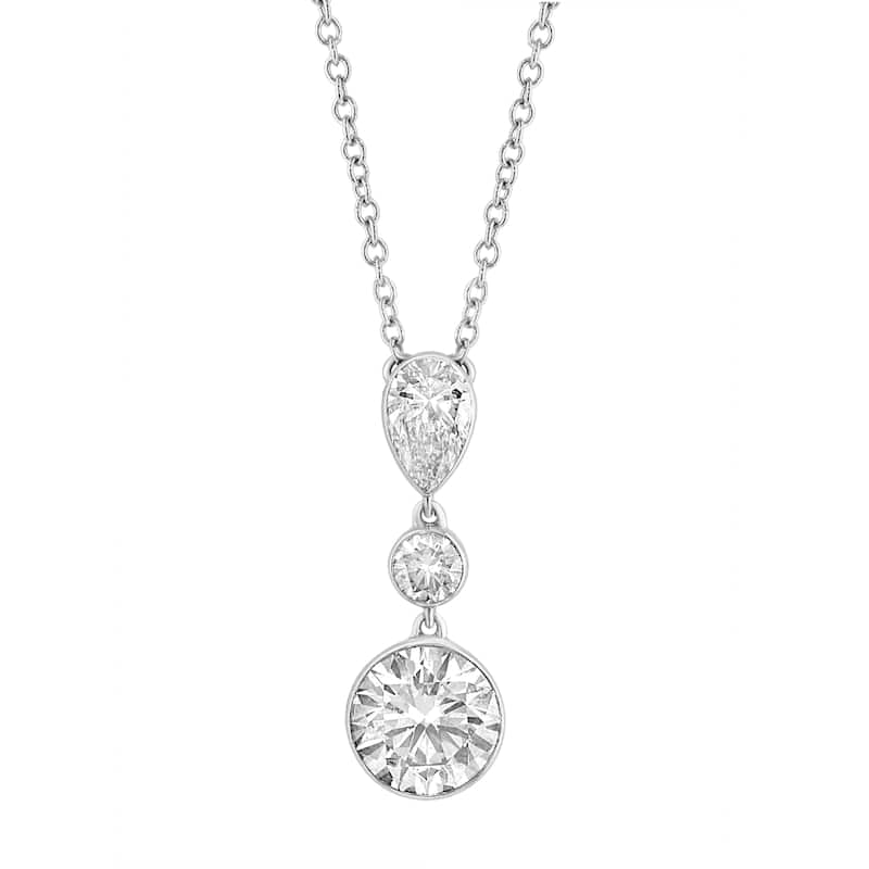 EFFY 14k White Gold Lab Grown Diamond Drop Necklace