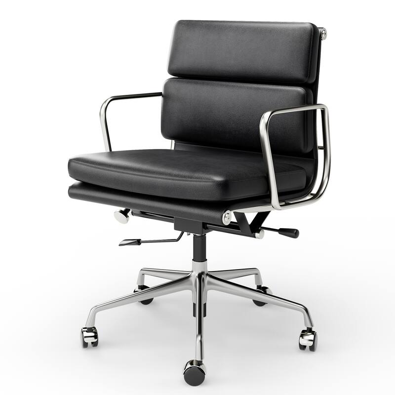 Executive Chair Upholstered Leather Ergonomic Adjustable Office Chair - Low Back Black