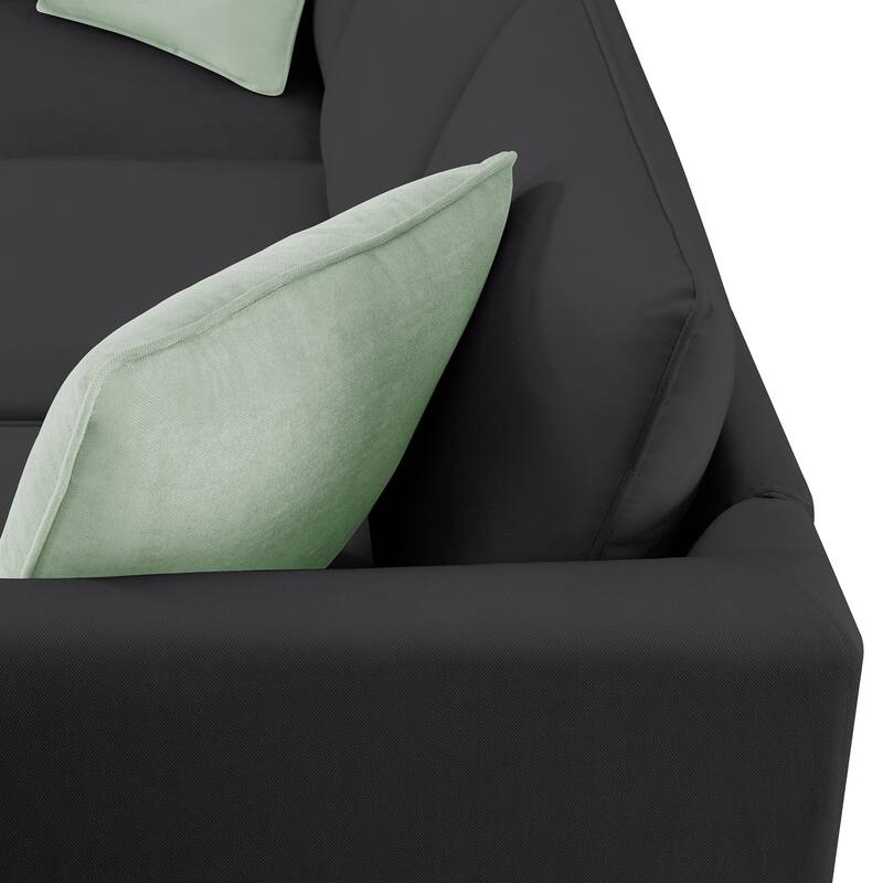 Modular Sectional Sofa with Removable Ottoman, 7 Seats Corner Sectional Sofa, L Shape Fabric Upholstered Sofa with 3 Pillows