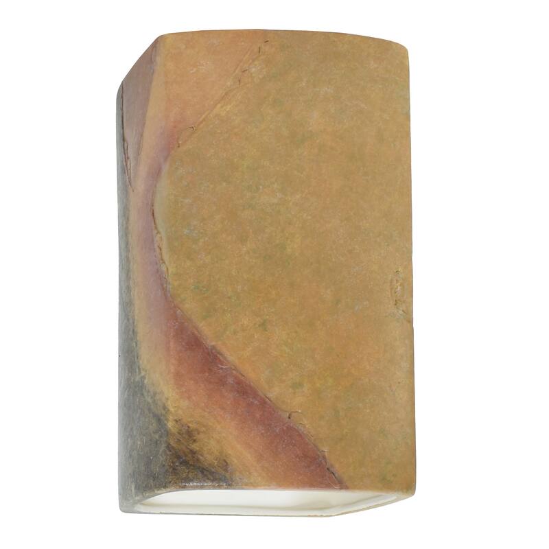 Justice Design Ambiance - Large ADA Rectangle Wall Sconce - Closed Top - Replaceable Bulb - Harvest Yellow Slate