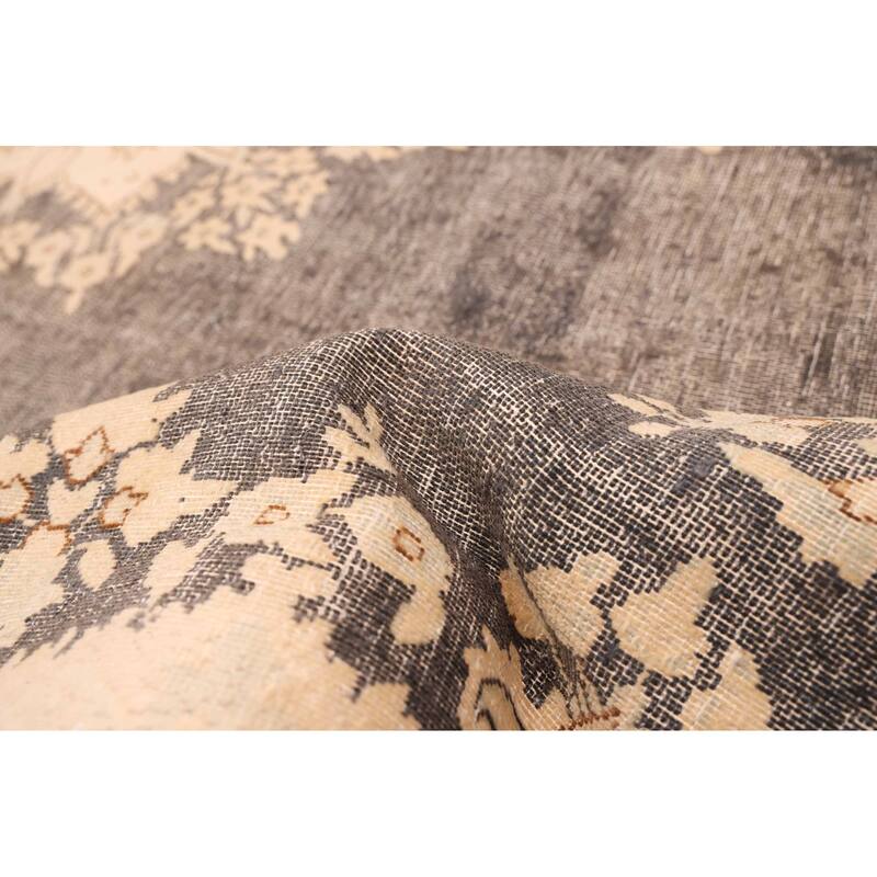 ECARPETGALLERY Hand-knotted Antalya Vintage Dark Grey Wool Rug - 7'6 x 10'3