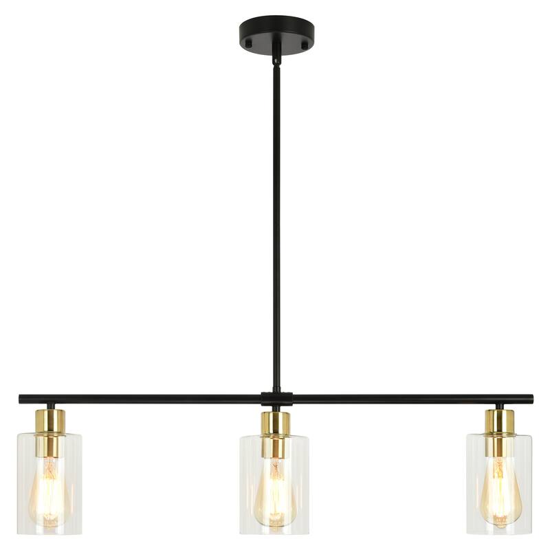 Modern Linear Ceiling Hanging Light 3-Lights Industrial Pendant Light with Adjustable Height for Living Room, Foyer - N/A