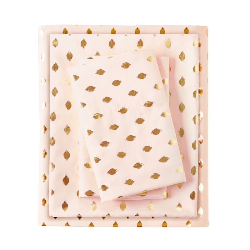 Intelligent Design Metallic Dot Printed Bed Sheet Set