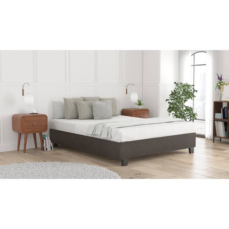 14-Inch Platform Bed Frame with 4-Inch Legs, Minimalist Upholstered Frame, Adjustable Bed Friendly